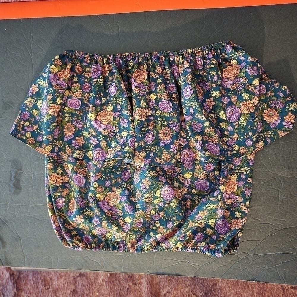 Torn by Ronny Kobo Crop Floral Ruffle Tube Top Size XS